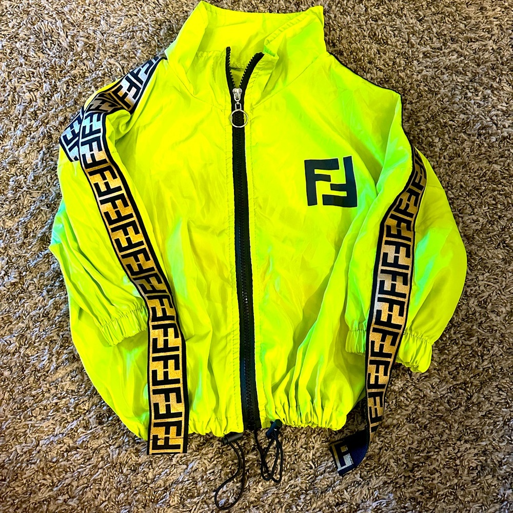 Kids neon green windbreaker jacket